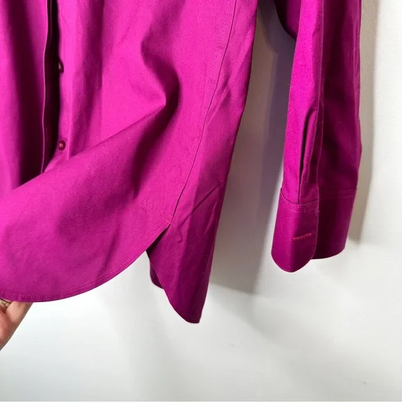 NWT Chico’s No Iron Sateen Purple Fuchsia Berry Marie Button Down Size 1/Small - Picture 8 of 9